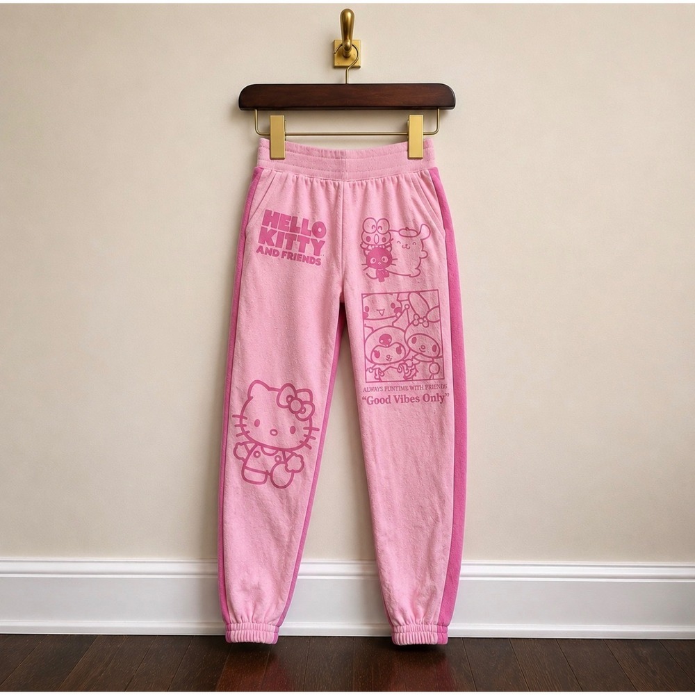 Sanrio Hello Kitty and Friends Pink Graphic Jogger Sweatpants XS SIL-34452
